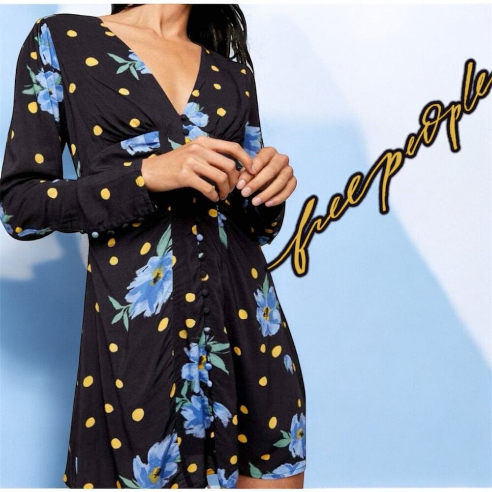 Free People Women's Dresses Date Night Mini Dress‎ Moonlight Combo Size S Small